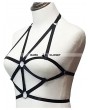 Black Elastic Gothic Harness Cage Cupless Bra 0010