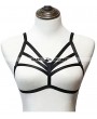 Black Elastic Sexy Gothic Harness Cupless Bra 0016