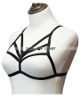 Black Elastic Sexy Gothic Harness Cupless Bra 0016