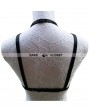 Black Elastic Simple Gothic Harness Cupless Bra 0017