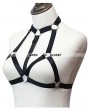 Black Elastic Gothic Hollow Out Harness Cupless Cage Bra 0018