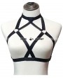 Black Elastic Sexy Gothic Harness Cupless Cage Bra 0019