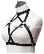 Black Elastic Sexy Gothic Harness Cupless Cage Bra 0019