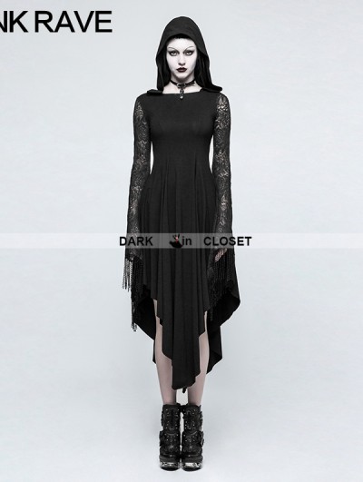 Punk Rave Black Gothic Dress with Back Spider Net