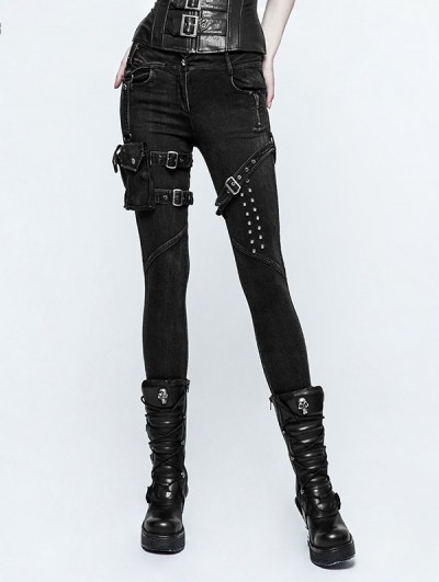 Punk Rave Black Gothic Punk belt Bag Jeans for Women