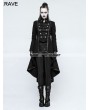 Punk Rave Black Gothic Military Uniform Worsted Long Coat for Women