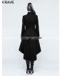 Punk Rave Black Gothic Military Uniform Worsted Long Coat for Women