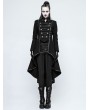 Punk Rave Black Gothic Military Uniform Worsted Long Coat for Women