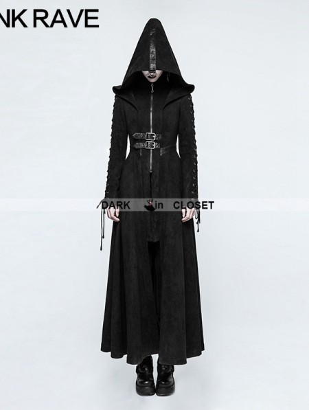 Punk Rave Black Gothic Dark Angel Long Coat for Women - DarkinCloset.com
