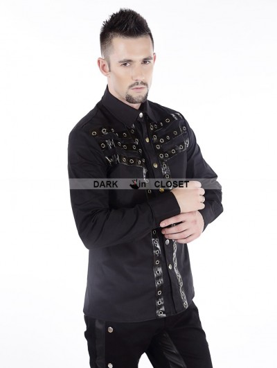 Pentagramme Black Gothic Punk Long Sleeves Blouse for Men