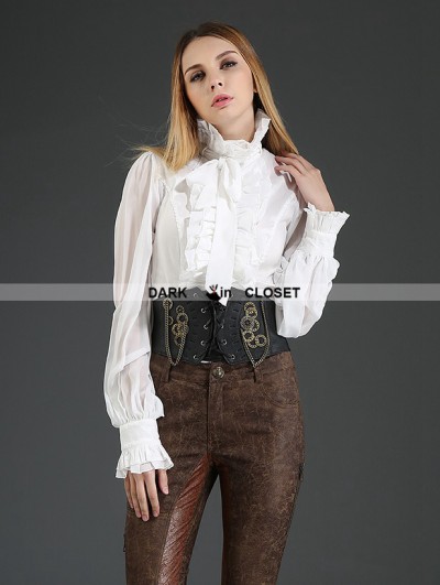 Pentagramme White Palace Style Chiffon Blouse for Women