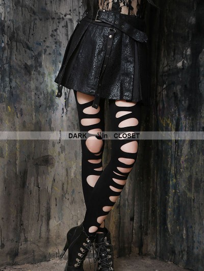 Pentagramme Black Gothic High-Waist PU Leather Short Skirt