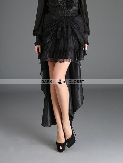 Pentagramme Black Gothic Irregular Lace Tailed Skirt