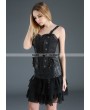 Pentagramme Black Gothic Punk Chiffon and PU Leather Short Skirt 
