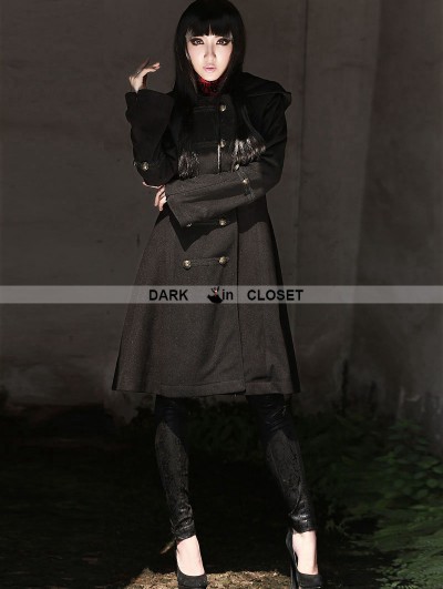 Pentagramme Black Gothic Hoodie Long Coat for Women