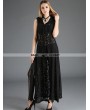 Pentagramme Black Gothic Lace Sleeveless Long Hoodie Outfit for Women