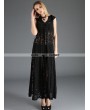 Pentagramme Black Gothic Lace Sleeveless Long Hoodie Outfit for Women