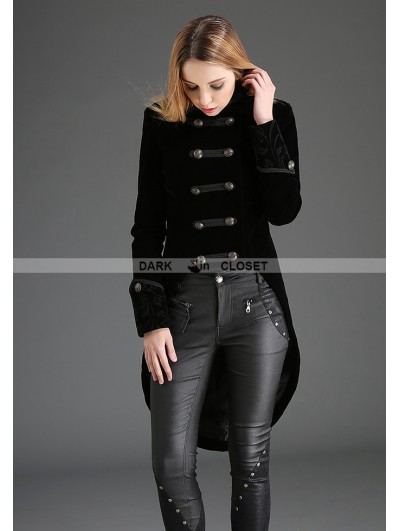 Pentagramme Black Swallow Tail Double-Breasted Gothic Coat for Women