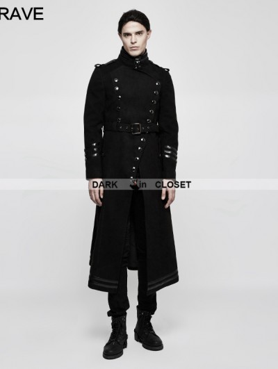 Punk Rave Black Gothic Military Uniform Worsted Jacket for Men