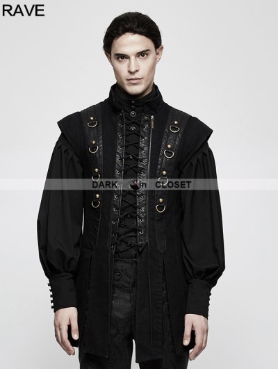 Punk Rave Black Gothic Punk Armor Style Vest for Men