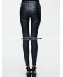 Devil Fashion Black Simple Gothic PU Leather Legging for Women