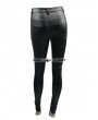 Devil Fashion Black Simple Gothic PU Leather Legging for Women