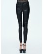 Devil Fashion Black Simple Gothic PU Leather Legging for Women