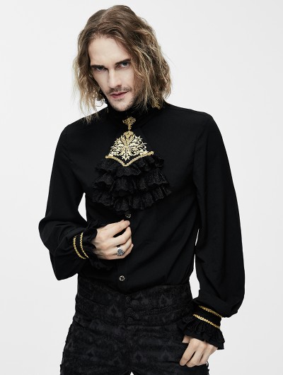 Devil Fashion Black Gothic Vintage Palace Style Blouse with Bowtie for Men