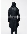 Devil Fashion Black Vintage PU Leather Gothic Trench Coat for Men