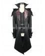 Devil Fashion Black Vintage PU Leather Gothic Trench Coat for Men