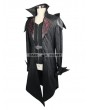 Devil Fashion Black Vintage PU Leather Gothic Trench Coat for Men