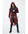 Devil Fashion Black and Red Vintage PU Leather Gothic Trench Coat for Men