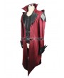 Devil Fashion Black and Red Vintage PU Leather Gothic Trench Coat for Men