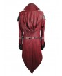 Devil Fashion Black and Red Vintage PU Leather Gothic Trench Coat for Men