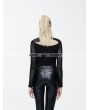 Devil Fashion Black Gothic Punk Rivet Net Long Sleeves Shirt for Women