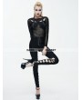 Devil Fashion Black Gothic Punk Rivet Net Long Sleeves Shirt for Women