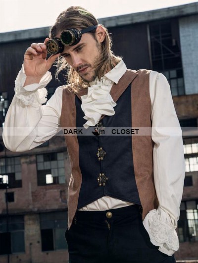 RQ-BL Brown and Black Industrial Steampunk Man Vest