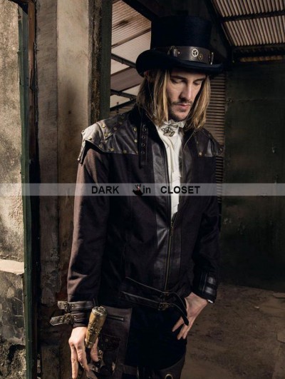 RQ-BL Coffee Industrial Steampunk Jacket for Men