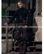 RQ-BL Black High Collar Ruffles Steampunk Blouse for Men