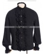 RQ-BL Black High Collar Ruffles Steampunk Blouse for Men