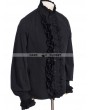 RQ-BL Black High Collar Ruffles Steampunk Blouse for Men