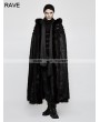 Punk Rave Black Gothic Witch Long Fur Cloak for Men