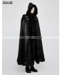 Punk Rave Black Gothic Witch Long Fur Cloak for Men