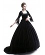 Rose Blooming Black Velvet Ball Gown Gothic Theatrical Victorian Gown