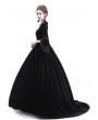 Rose Blooming Black Velvet Ball Gown Gothic Theatrical Victorian Gown