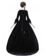 Rose Blooming Black Velvet Ball Gown Gothic Theatrical Victorian Gown