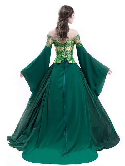 Rose Blooming Green Fancy Theatrical Victorian Dress - DarkinCloset.com