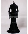 Rose Blooming Black Velvet Dark Queen Gothic Mermaid Victorian Dress