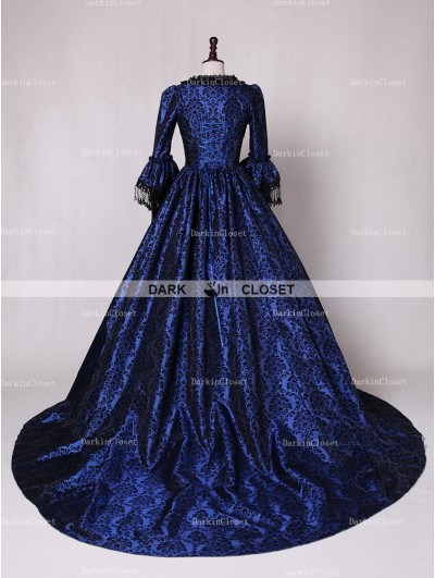 Rose Blooming Blue Ball Gown Victorian Costume Dress - DarkinCloset.com