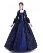 Rose Blooming Blue Ball Gown Victorian Costume Dress